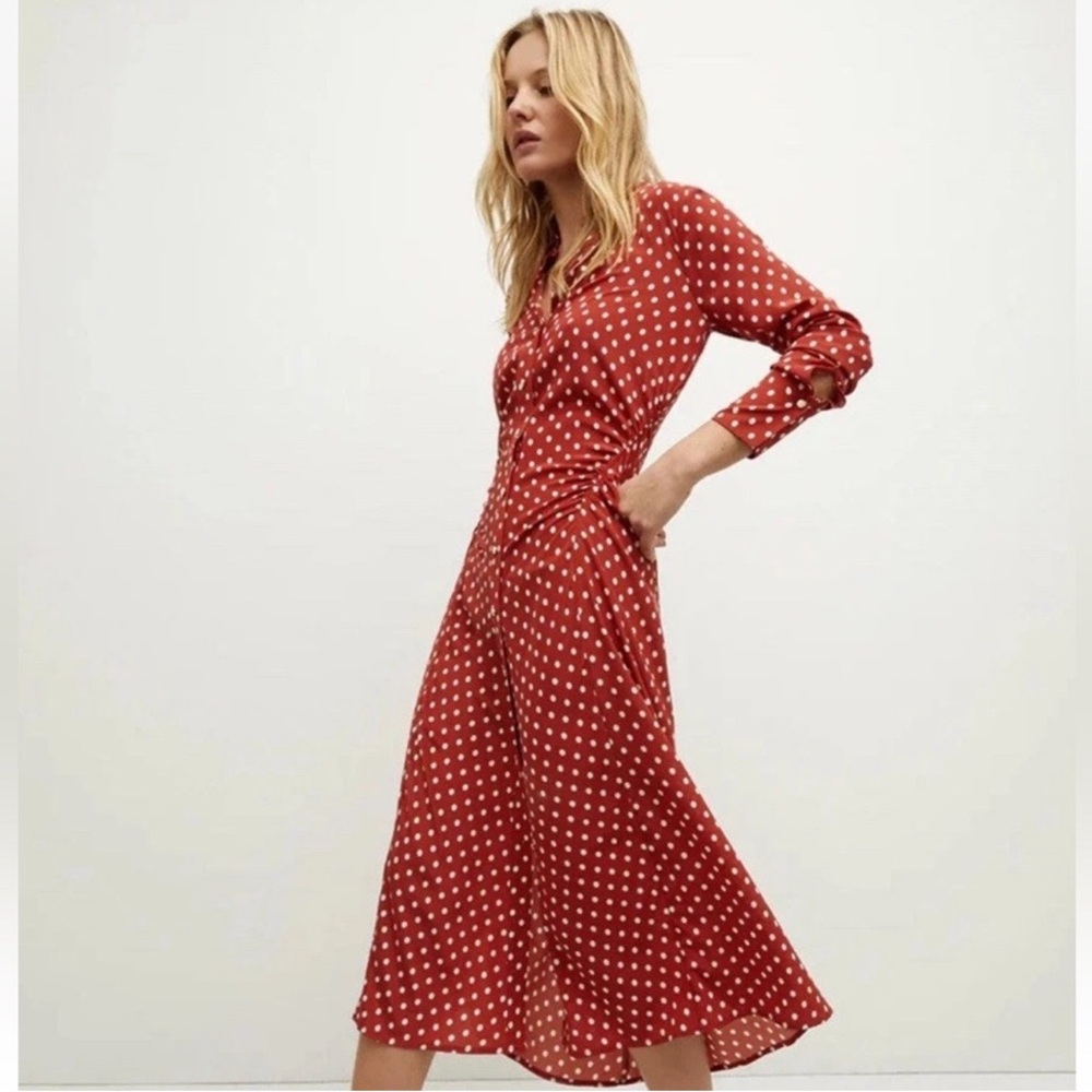Veronica beard Alex polka -dot stretch silk dress red size 2